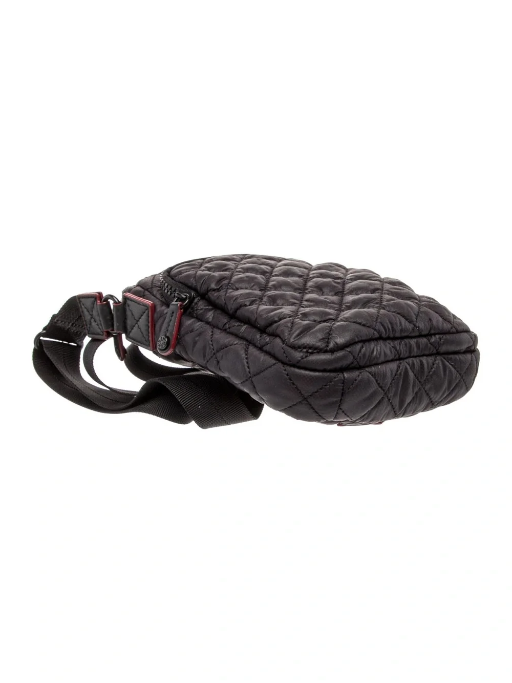 MZ Wallace Black Quilted Belt Micro Bag with Red Trim